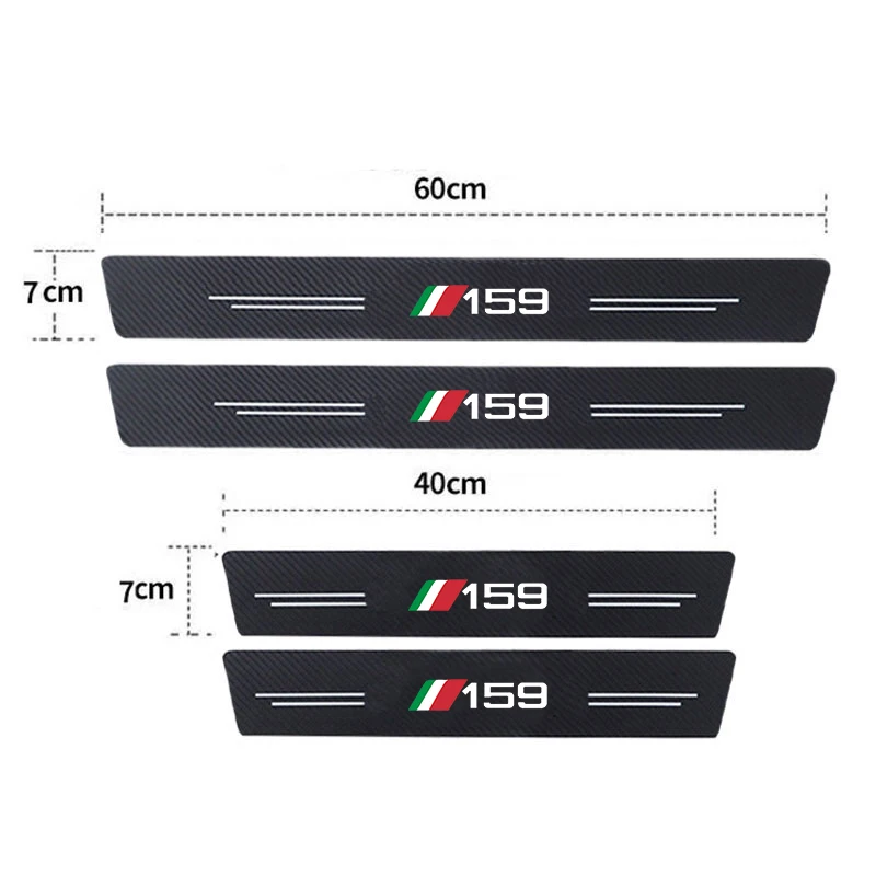 Car Door Threshold Stickers Carbon Fiber Protective Film for Alfa Romeo 159 Logo Rear Trunk Sill Pedal Guards Scuff Plate Decals