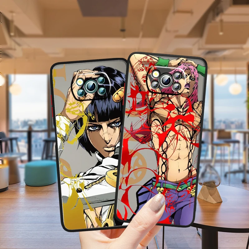 

J-JoJos B-Bizarre Adventure Frosted Translucent For Xiaomi Mi Poco X5 X4 X3 M6 M5S M5 M4 M3 F5 F4 F3 GT Pro 5G Back Phone Case