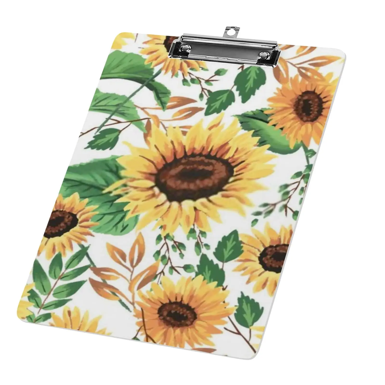 Sunflower Acrylic Clipboard A4 Size Decorative Plastic Clipboards with Metal Clip for Hanging for Students Classroom Office