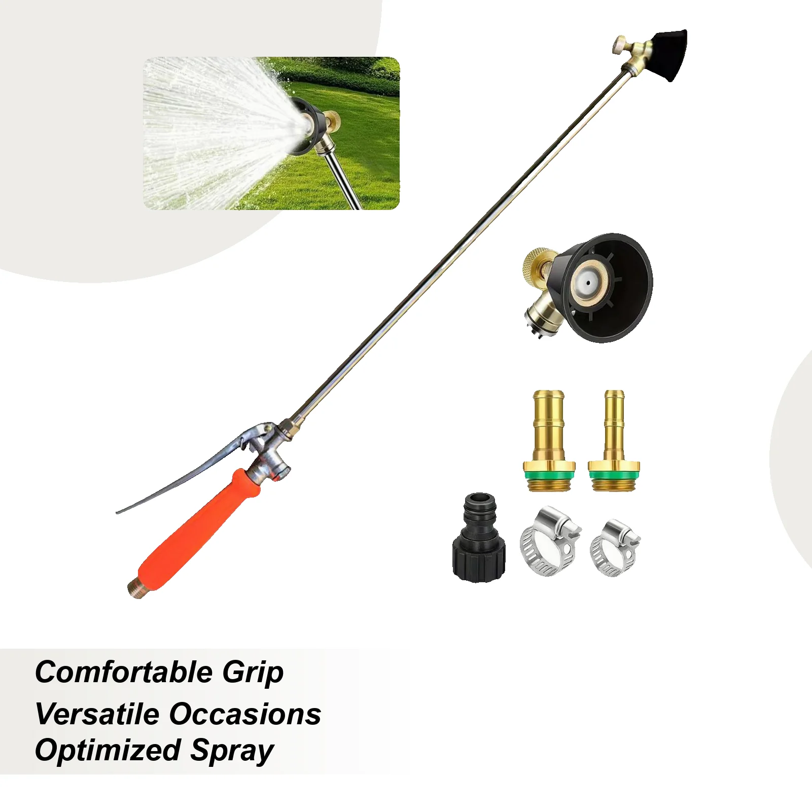 

Sprayer Wand Stainless Steel Adjustable with Copper Nozzle Sprayer Rod for Garden Watering Plants Cleaning Car