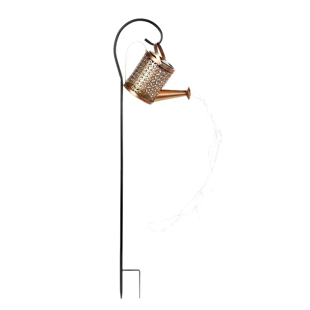 DurableNew Solar Kettle Light Outdoor Courtyard Garden Small Courtyard Decorative Wrought Iron Flowing Water Shower Floor Plug L