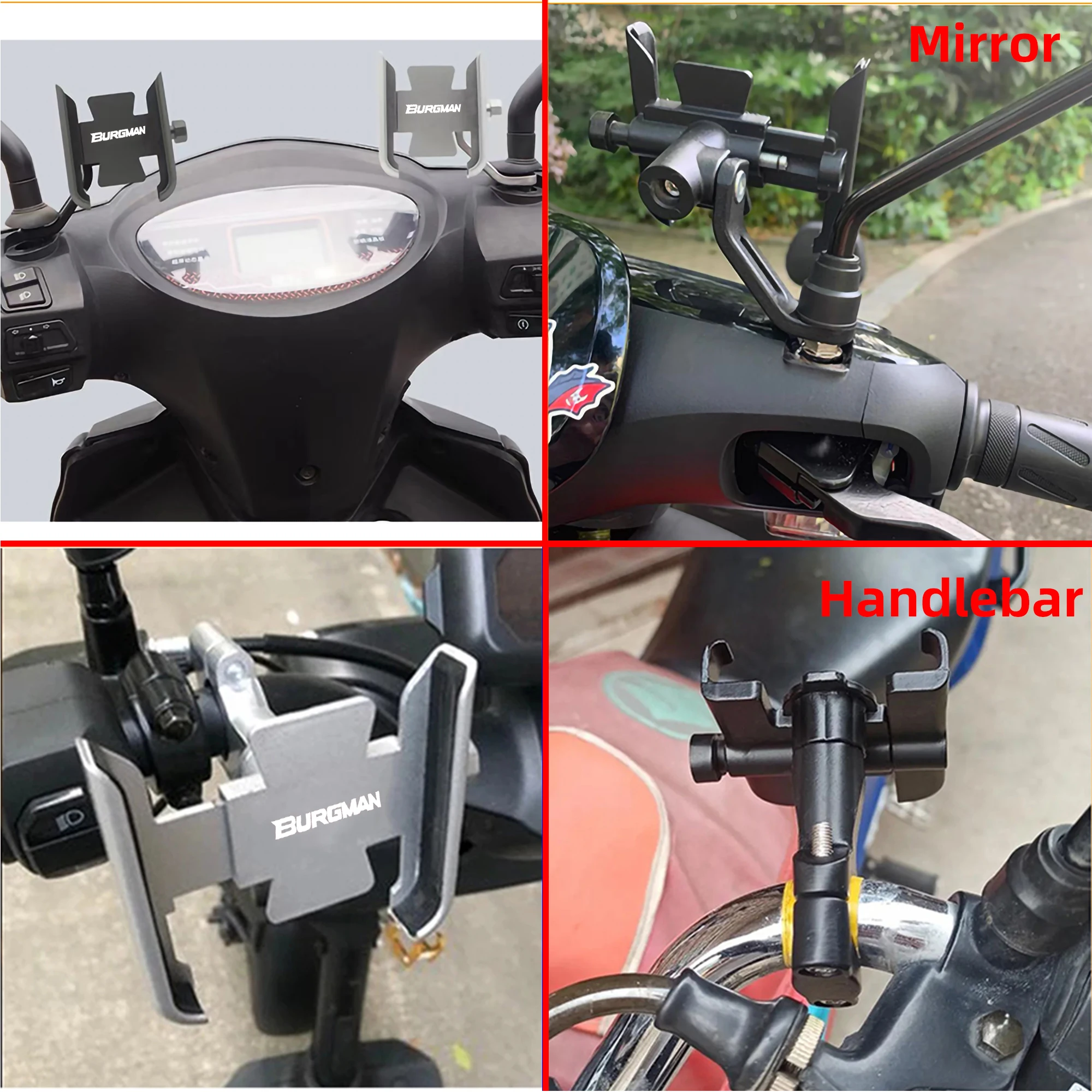 Motorcycle Mobile Phone Holder For Suzuki Burgman AN125 AN200 AN400 AN650  GPS Navigator Mirror Handlebar Bracket Accessories