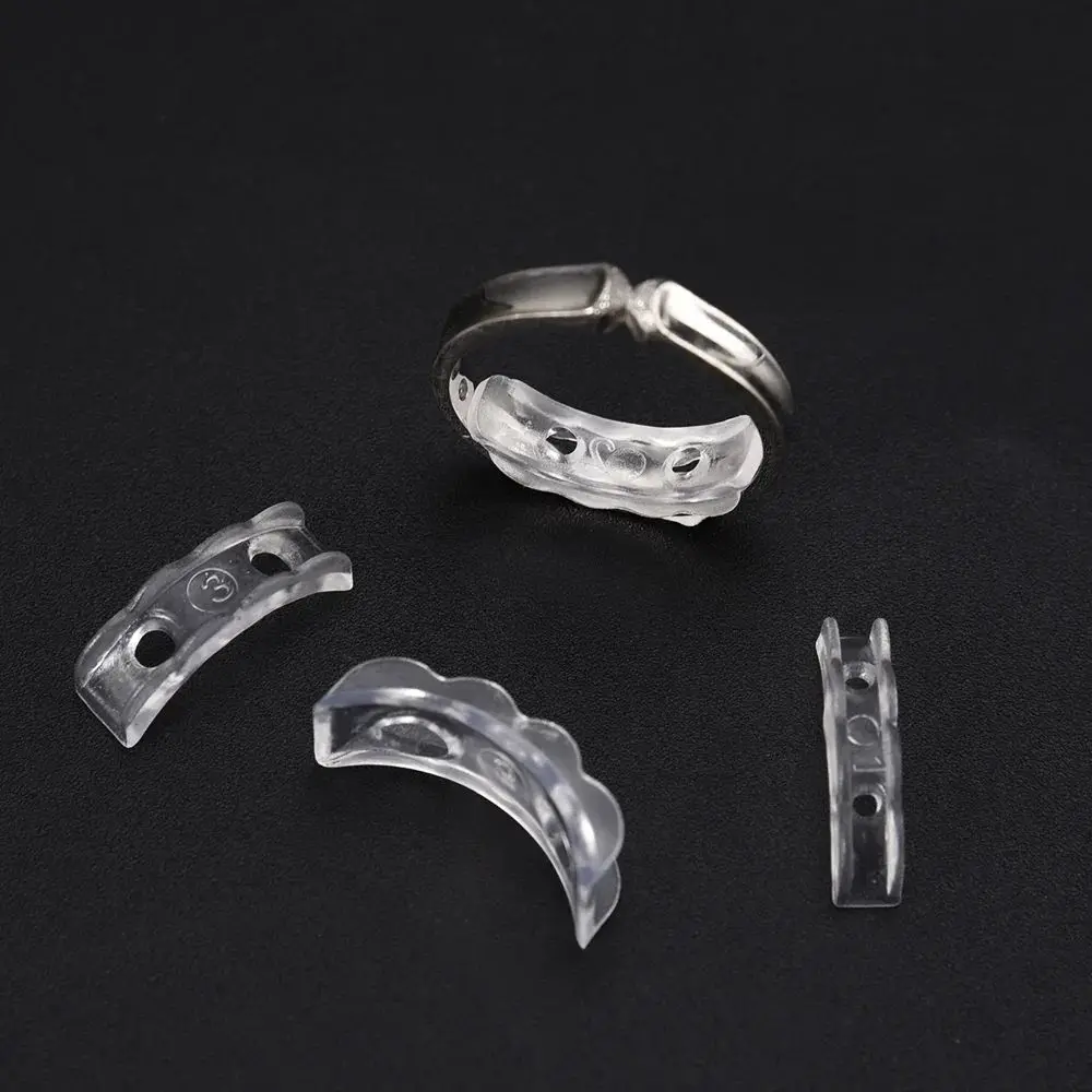 Ajustador de tamaño de anillo de cojín de ajuste de 8 piezas, ajustador de anillo fijo de silicona, herramienta espaciadora de protector de joyería transparente Invisible