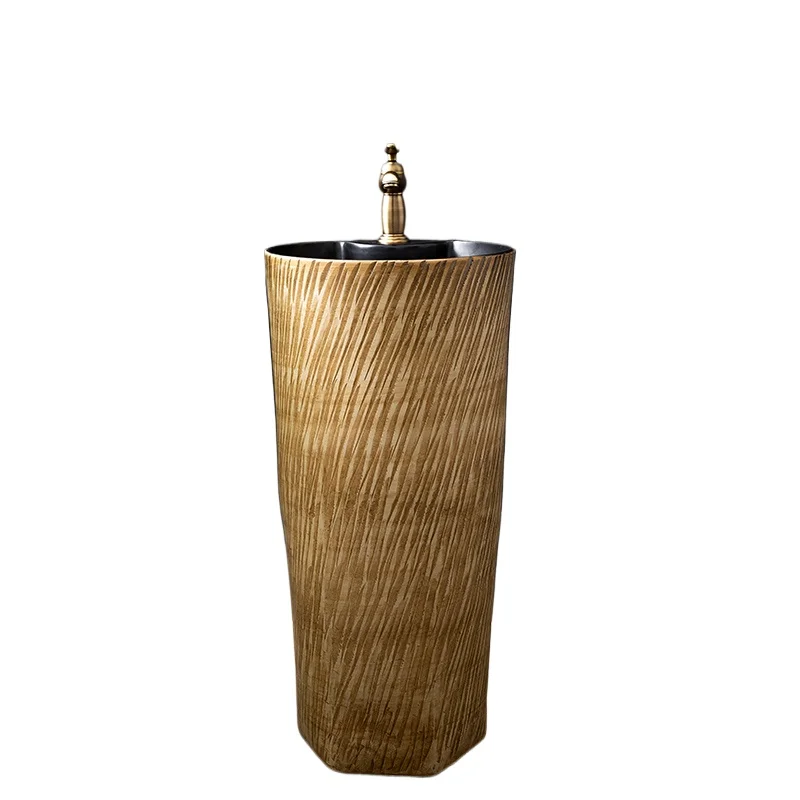 

Ceramic household column washbasin balcony bathroom integrated floor column basin