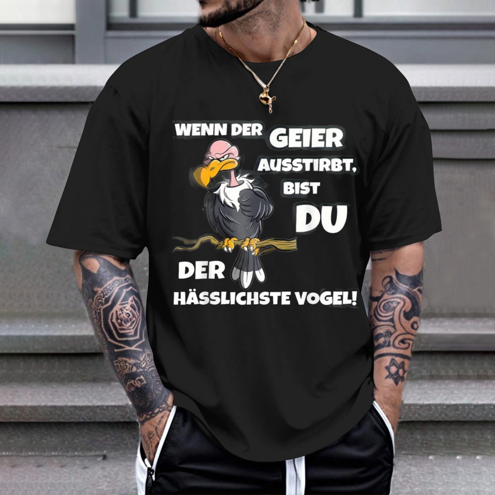 Herren-T-Shirt: „Wenn der Totenkopfgans lügt, wirst du der hässlichste Vogel sein“ – Perfekt für Freizeitkleidung, Partys und Karneval-Outfits.