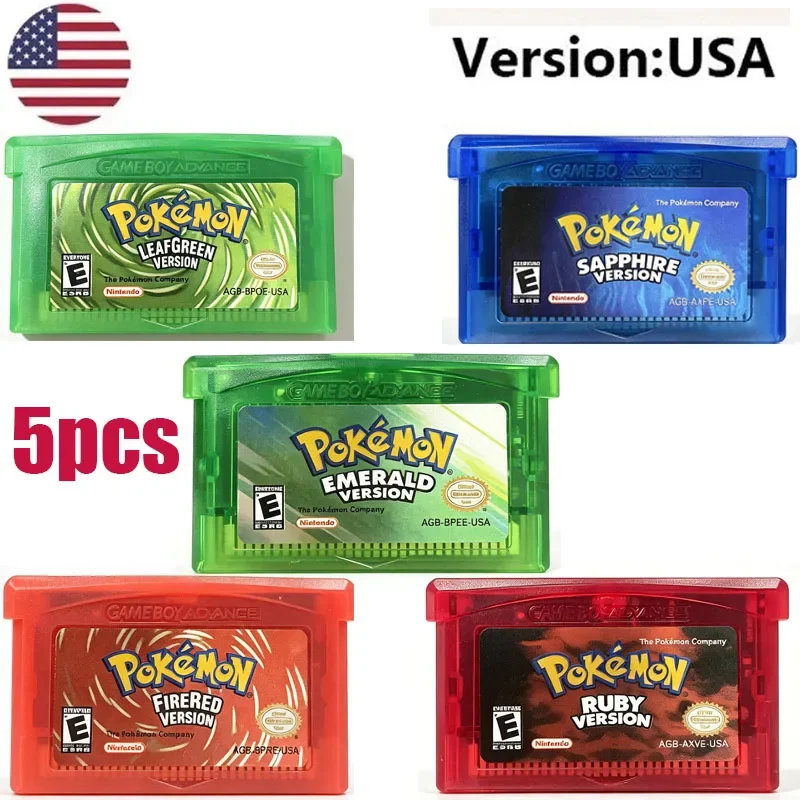 GBA Game Pokémon Series 32 Bit Video Game Cartridge Console Card Pokémon Emerald Ruby FireRed LeafGreen Sapphire Multi-language