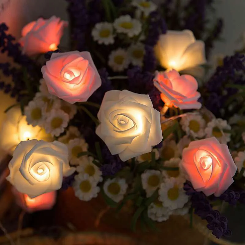 Imagem -04 - Fantasee Led Rose Flower String Lights Fairy String Lights para Casamento Festa em Casa Dia dos Namorados Quarto da Menina