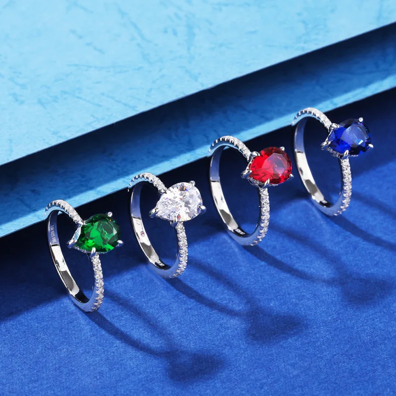 

Серебряное кольцо S925 с синим цирконом для женщин, классическое ретро-украшение в форме капли воды