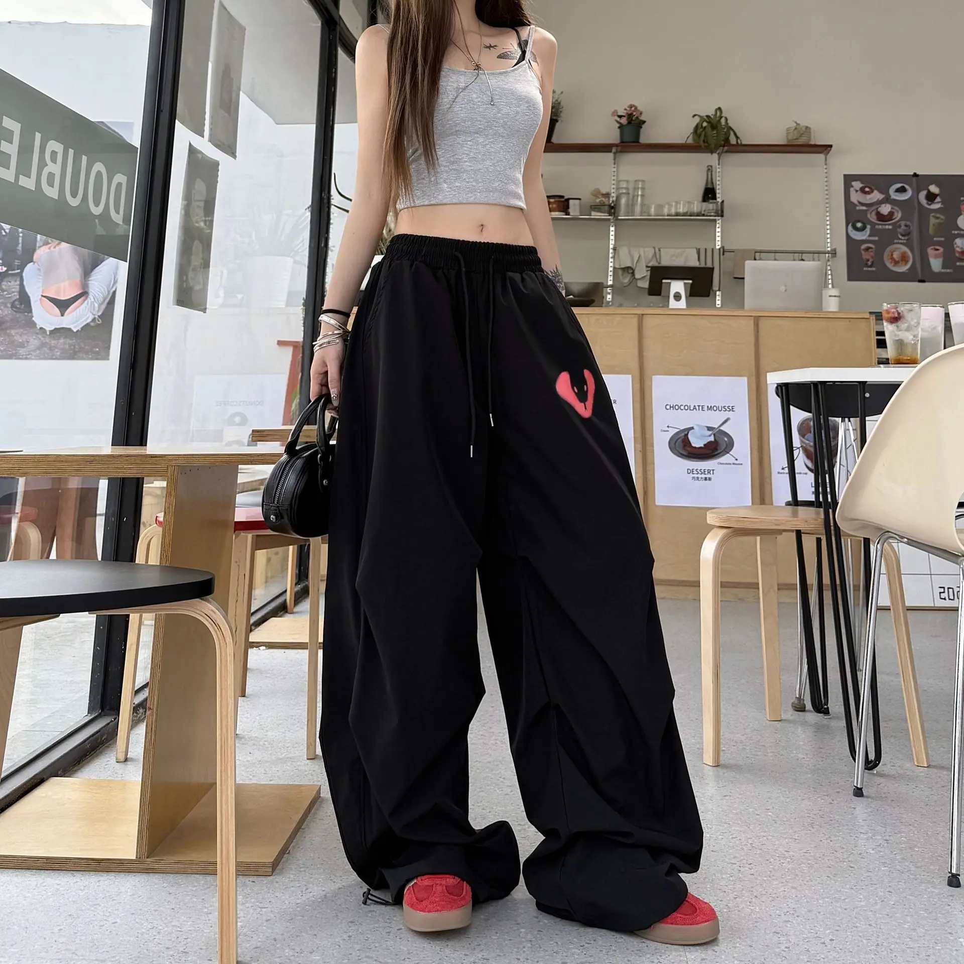 American Street Hip-hop Quick Drying Pants Women's Spring/summer Black Jazz Sports Pants Kpop Casual Pants