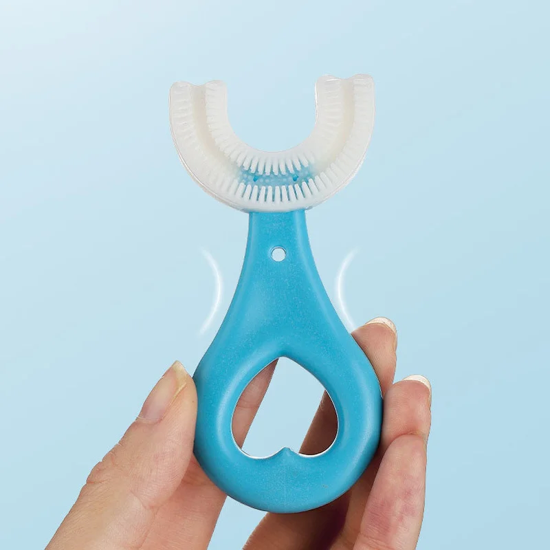 Cepillo de dientes de silicona suave para el cuidado de la salud de los niños, cepillo de dientes Manual con forma de U, dibujos animados creativos,