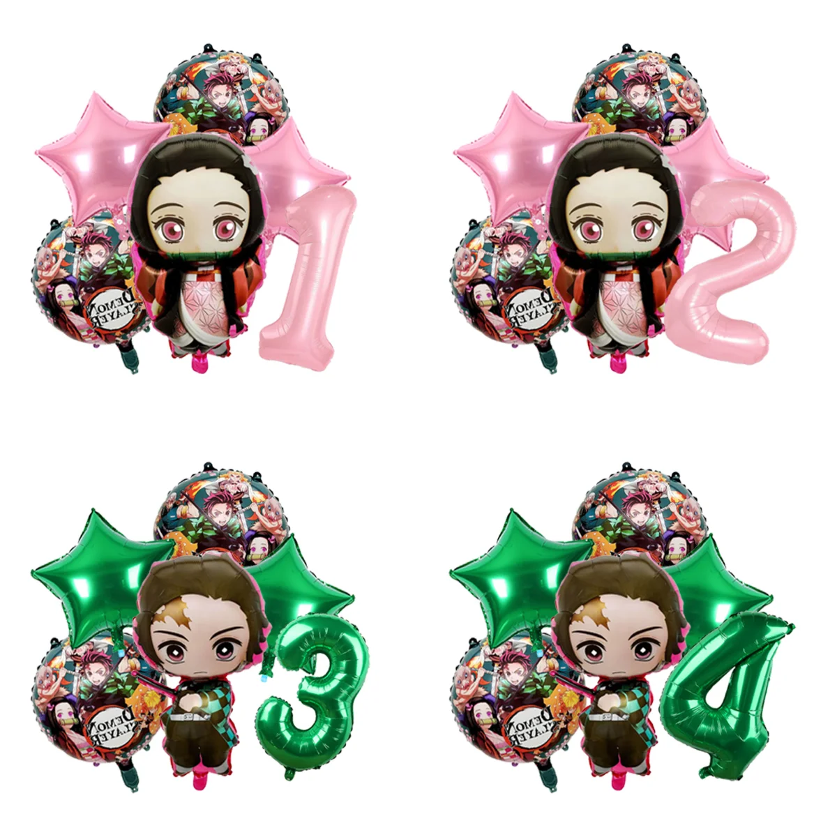 Demon Slayer Ballon-Set Kamado Tanjiro Nezuko Zenitsu Inosuke Charakter-Ballons Happy Birthday Party Zubehör Dekoration