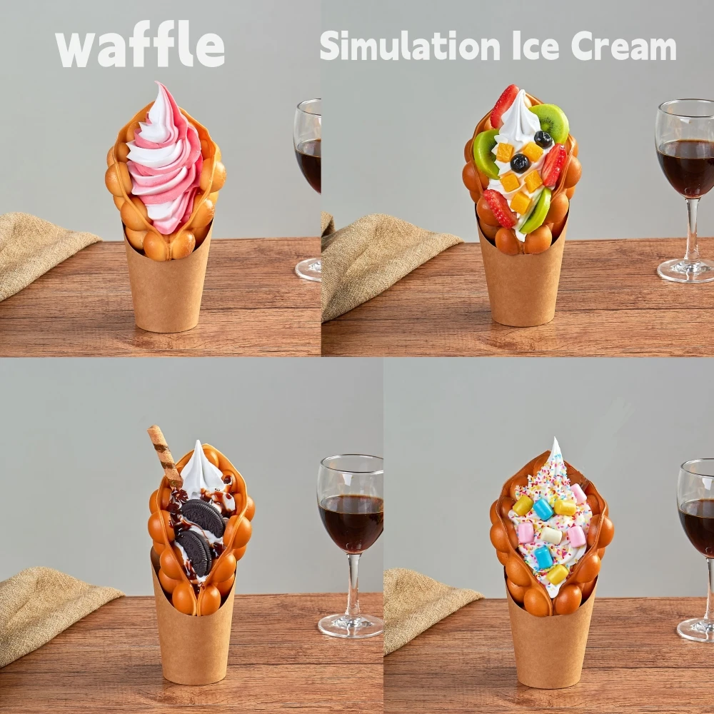 Simulation Egg Waffle Model Display Prop Fake Food Ice Cream Eggettes Puff Egg Bubble Waffle Model Window Display Decor