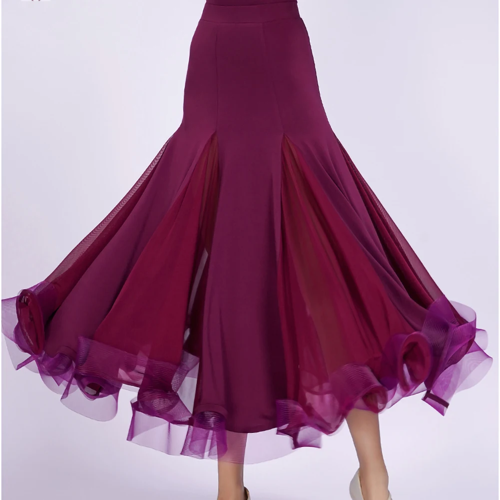 Emerald Green Long Dress New Style Ballroom Dance Flamenco Skirt Standard Fishbone Skirt Roland Purple Fashion Black Waltz Skirt