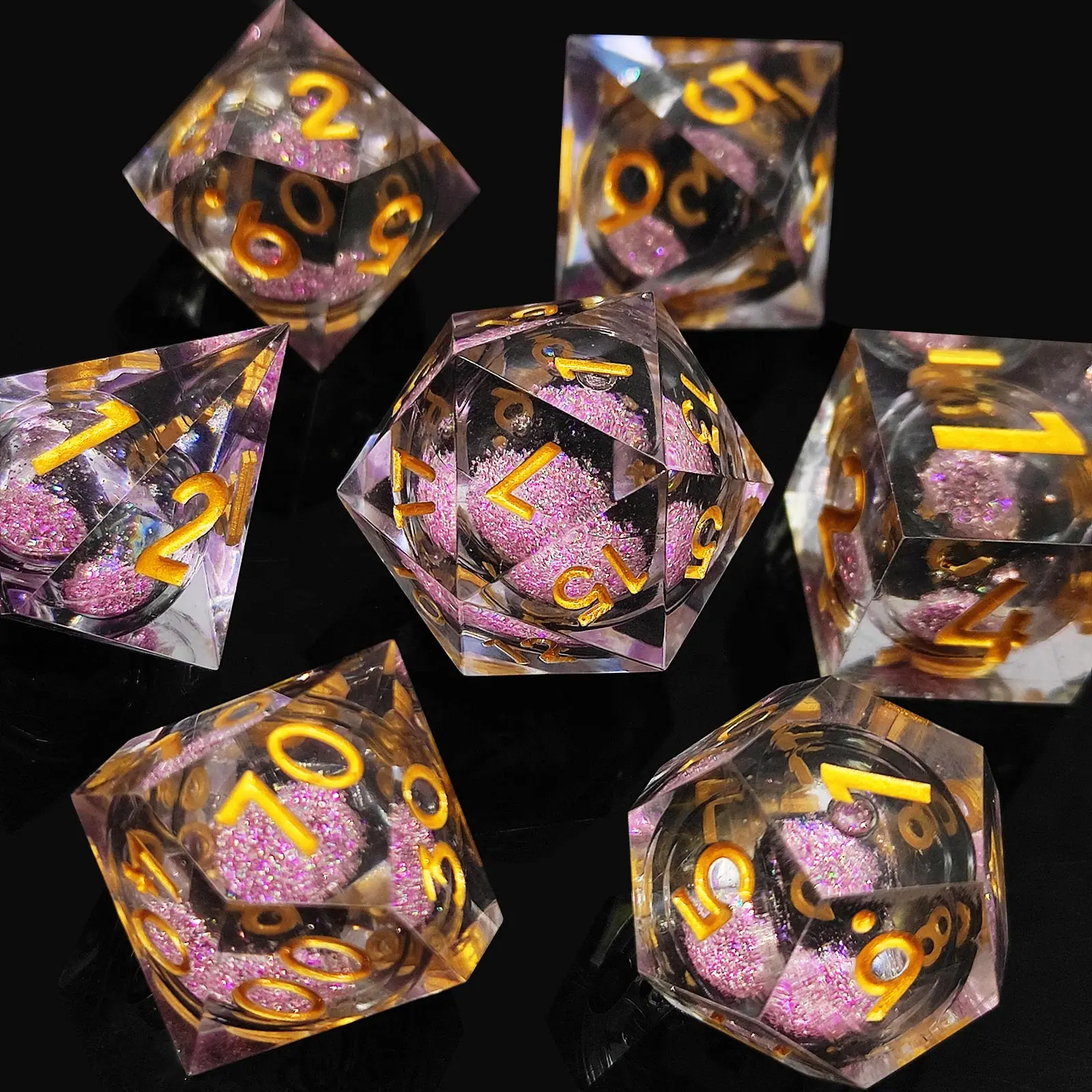 DND Dice Set Resin Quicksand Dice Polyhedron RPG Role Playing Game D&D D20 Board Game Dungeon Dragon COC  Send Metal Box