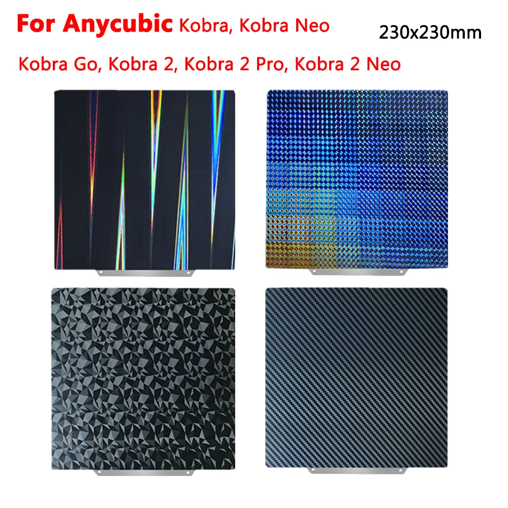 

Build Plate for Anycubic Kobra 2 Pro/Neo 3D Printer Heated Bed Double Sided Spring Steel Sheet PEI for Anycubic Kobra Go/Neo