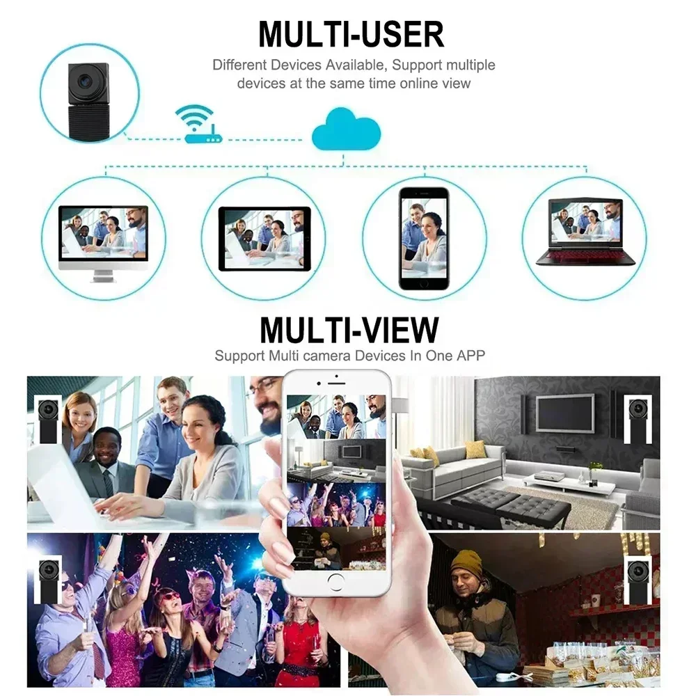 لتقوم بها بنفسك HD 1080P واي فاي كاميرا صغيرة مسجل فيديو محمول كاميرا فيديو صغيرة P2P كاميرا ويب لاسلكية حلقة تسجيل دعم العرض عن بعد #6