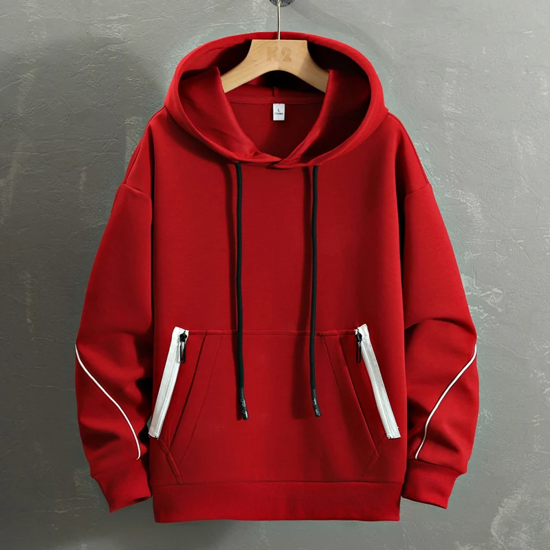 

High Quality Men's Hoodies Spring Autumn Streetwear Solid Hooded Sweatshirts Youth Hoody Pullovers Outdoor Sports Tops Clothing