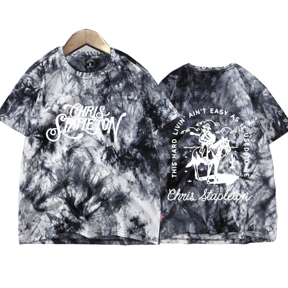 Chris Stapleton 2024 Tie Dye Shirts  Man and Woman Harajuku Summer Casual Tee Tops Regular Unisex Printing Oversized T Shirt