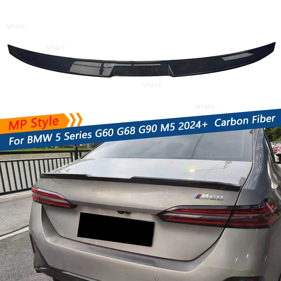 Carbon Fiber MP Style Rear Spoiler Car Rear Trunk Spoiler Splitter Tail Wing For BMW 5 Series G60 G68 G90 M5 2024+ Car Bodykits