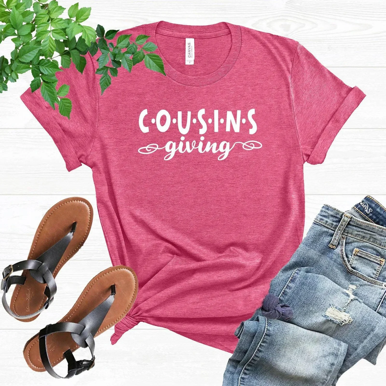 Cousingiving T Shirt Thanksgiving Cousin Minimalist Thankful Blessing Grateful Family Fall Season