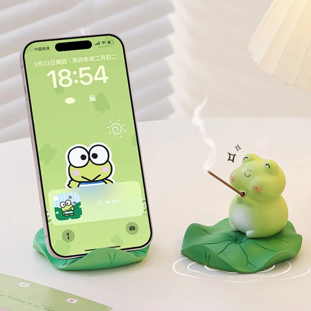 

Animal Figurines Frog Mobile Phone Stand Desk Decor Ornament Frog Mobile Phone Holder Creative Cartoon Frog Model Ornament