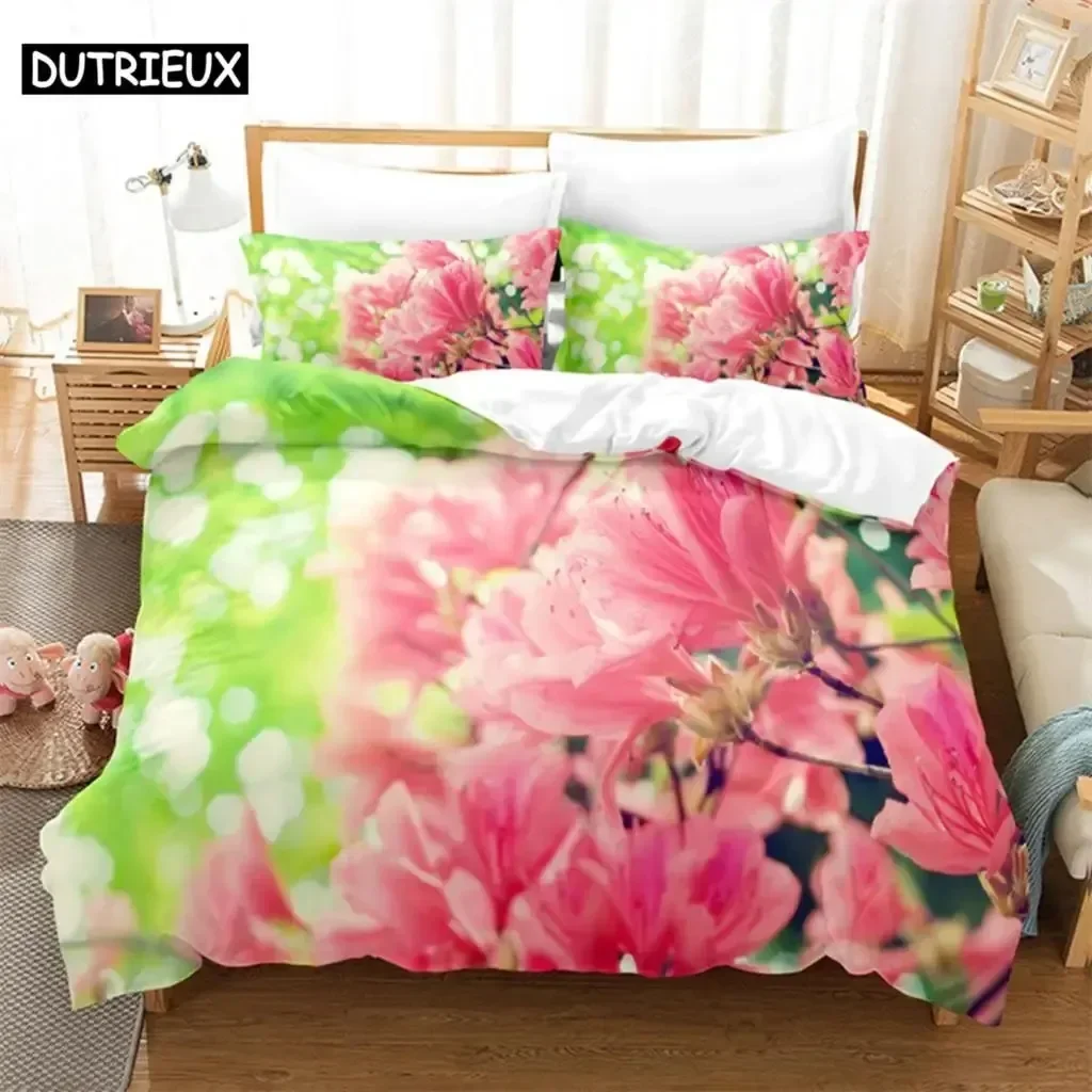 Beautiful Flowers Comfortable Duvet Quilt Cover Pillowcase Bedding Set Children Bedroom Decoration Home Textile