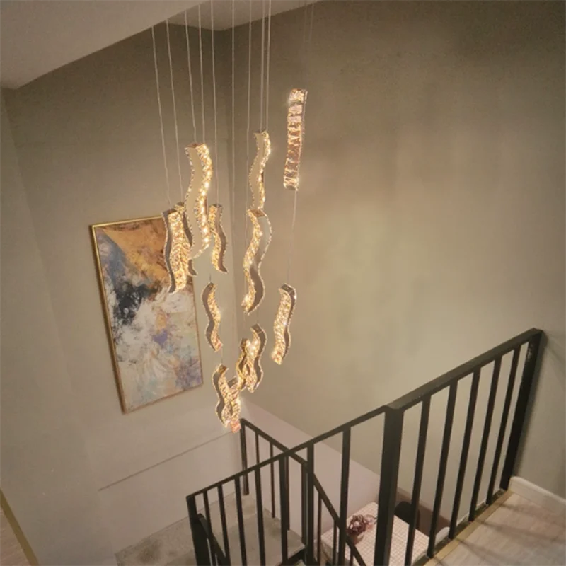 Nowoczesny żyrandol na schody Lampy wiszące oświetlenie wewnętrzne Lampa sufitowa wisząca lampa led Żyrandole do salonu oświetlenie wewnętrzne