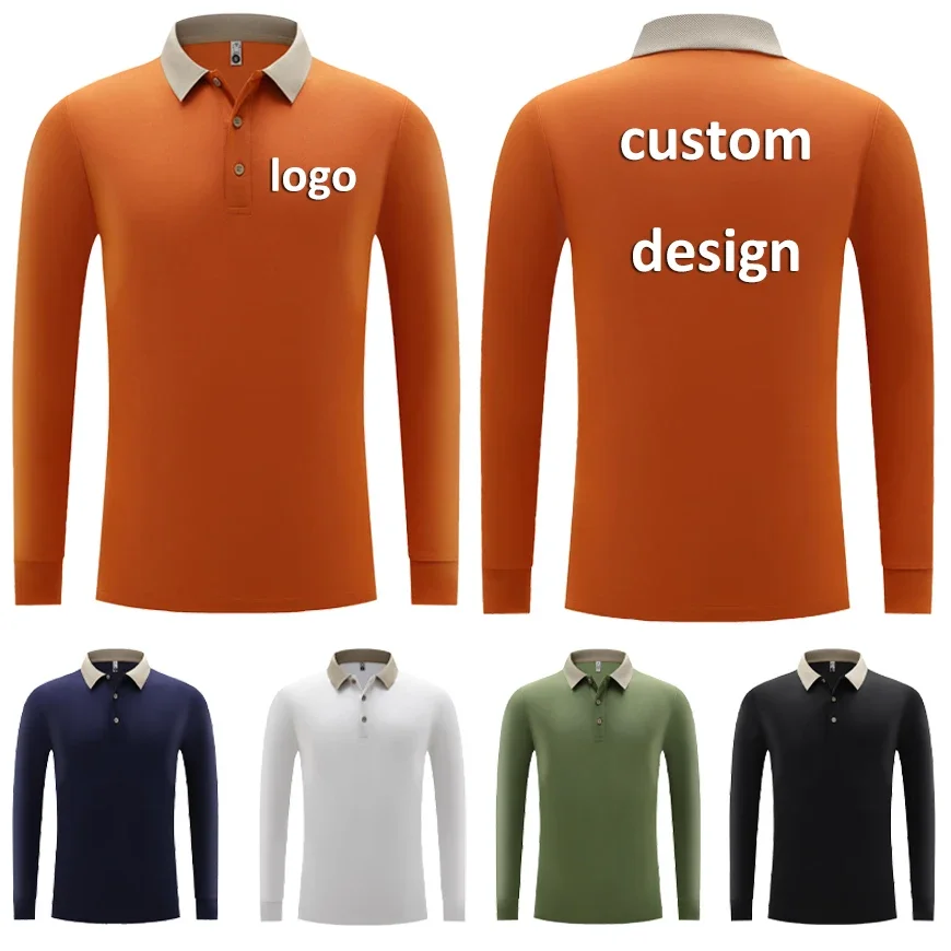 Long Sleeve T Shirt Logo Custom 100% Polyester Work Wear Mens Women's T-shirts Catering Server Polo Design Printing Staff Tees