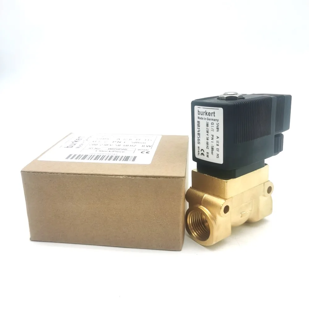 Burkert 00140566 2/2Way Solenoid Valve Type 5404 NC 12MM Orifice Brass Body 32MM COIL 230V 50HZ 8W IP65