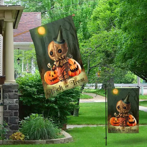 Sam Trick R Treat Halloween Pumpkin Jack-o’-lantern Outdoor Garden Flag view 3