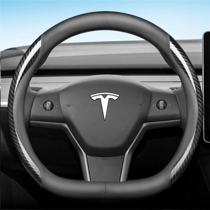 for Tesla Model S 3 Y 2012-2023 2013 2016 2017 2020 2021 Car Steering Wheel Cover PU Leather 11Colors Non-slip Auto Accessories