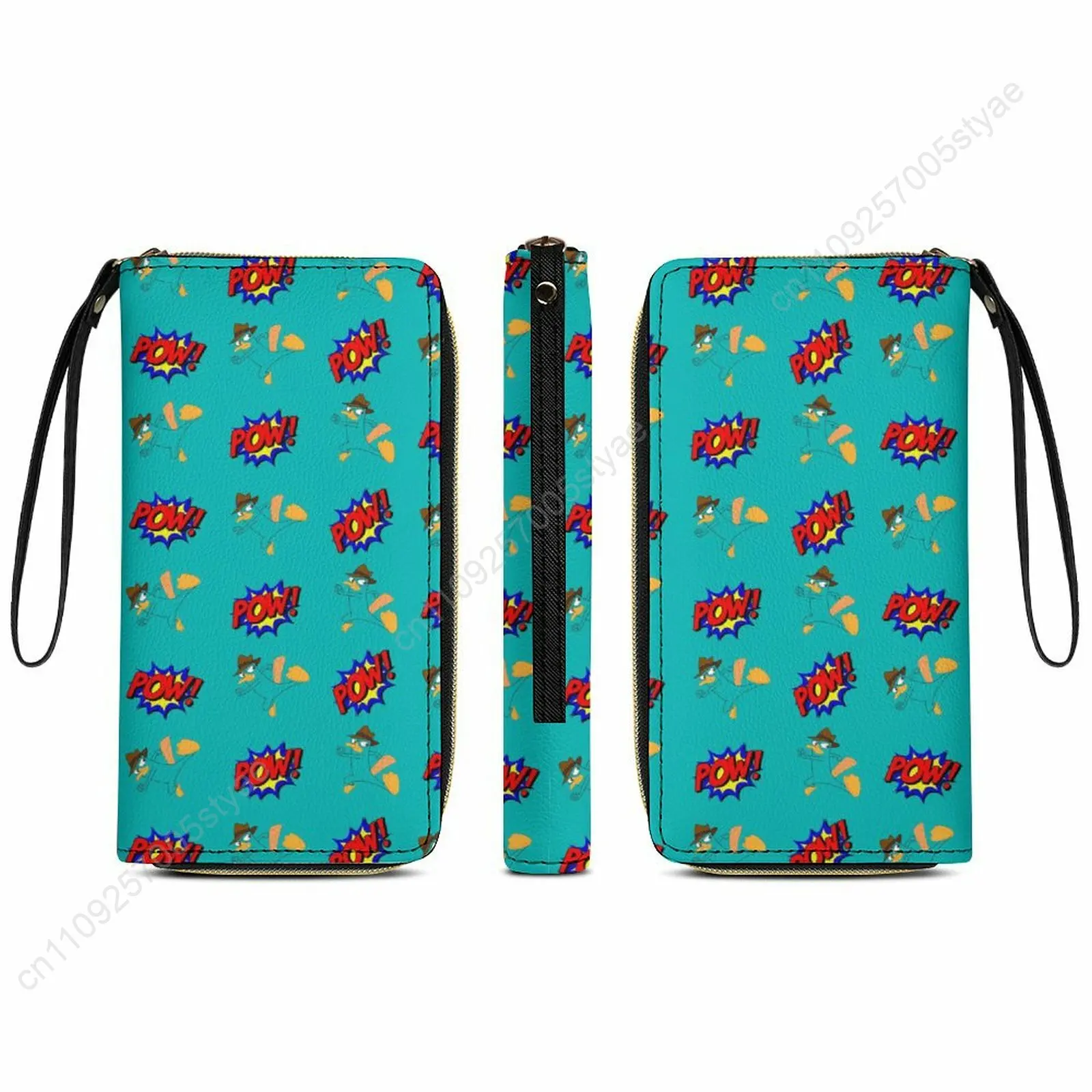 

Perry The Platypus Leather Wallet Disney Licensed Customizable Personalized Design Your Pattern Portable Purse