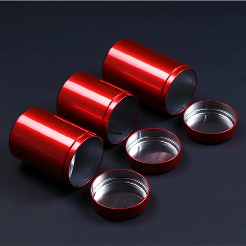 3Pcs Tinplate Can Metal Sealed Storage Jar Portable Round Compact Design for Tea Coffee Snack Kitchen Storage Box Home Use