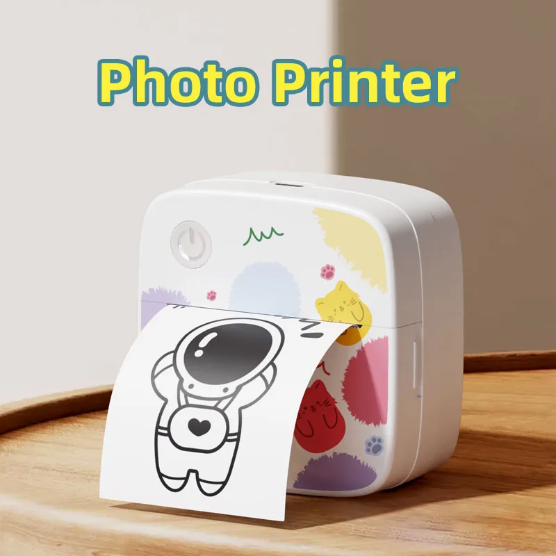 Dolewa D2 Label Maker Printer Portable Printer Cartoon Cat Thermal Paper Label Sticker Paper for Photo Printing Error Printing