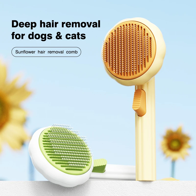 

Cat Dog Hair Removal Sticky Brush Pet Comb Self Cleaning Grooming Massage Needle Combs Sunflower Shape Pets Products Accessories