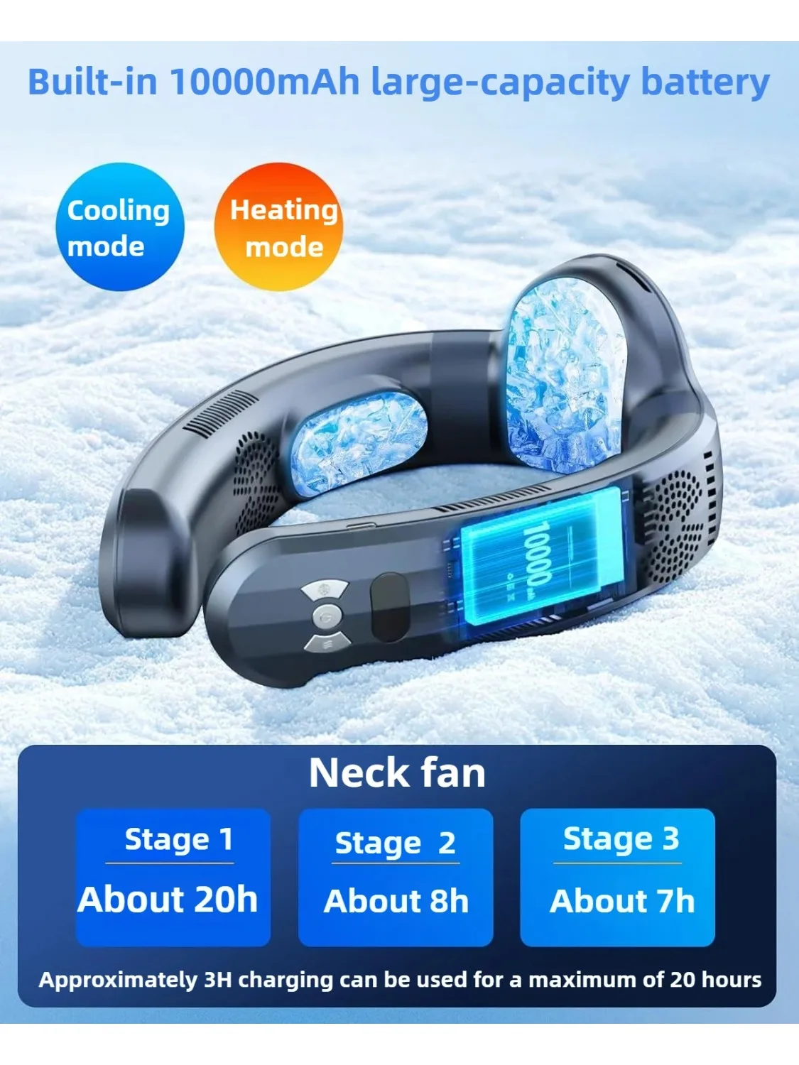 2026 Nieuwe Upgrade Halfgeleider Koelventilator Intelligente Digitale Display Koud en Warm Dubbelzijdige Blaadloze Ventilator - afbeelding 2