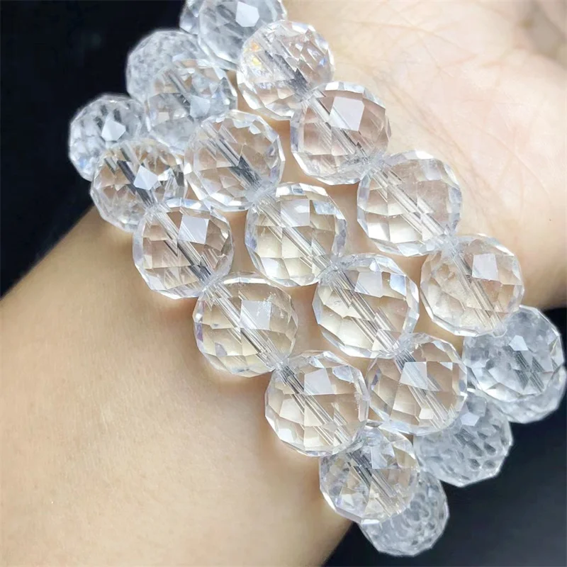 

Natural Facted Clear Quartz Bracelet Fashion Gemstone Crystal Jewelry Bangle For Women Healing Bohemia Holiday Gift 1pcs