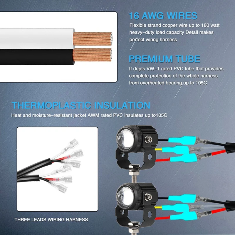 Motorcycle Spotlights Switch Light Bar/Work Light Fog Light on/Off Wiring Harness for Car Boat Truck Cable Accessories-A56M