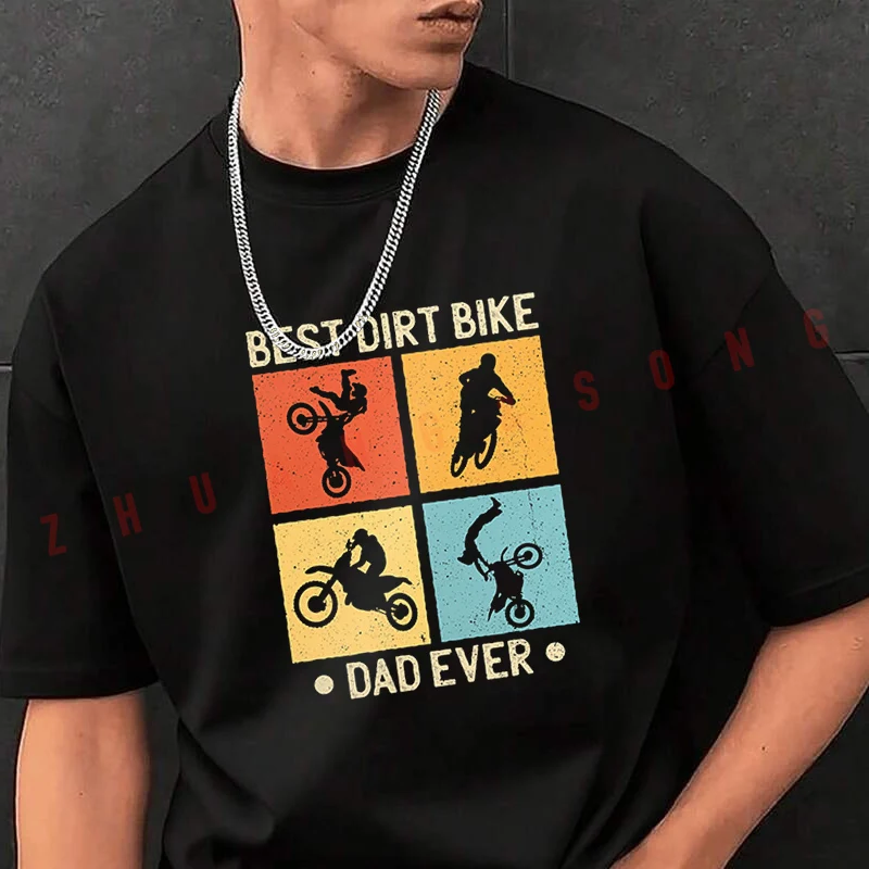 

Fathers Day Best Dirt Bike TShirt Vintage Clothes Plain Mens Funny T Shirts Casual Clothing Harajuku