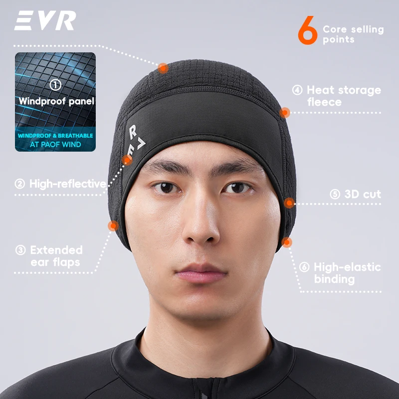 Fotografia 5: Gorro de Ciclismo de Inverno EVR, à Prova de Vento, Térmico, com Cobertura para as Orelhas, Quente e Respirável, Unissex, para Bicicleta de Estrada, MTB e Ciclismo.