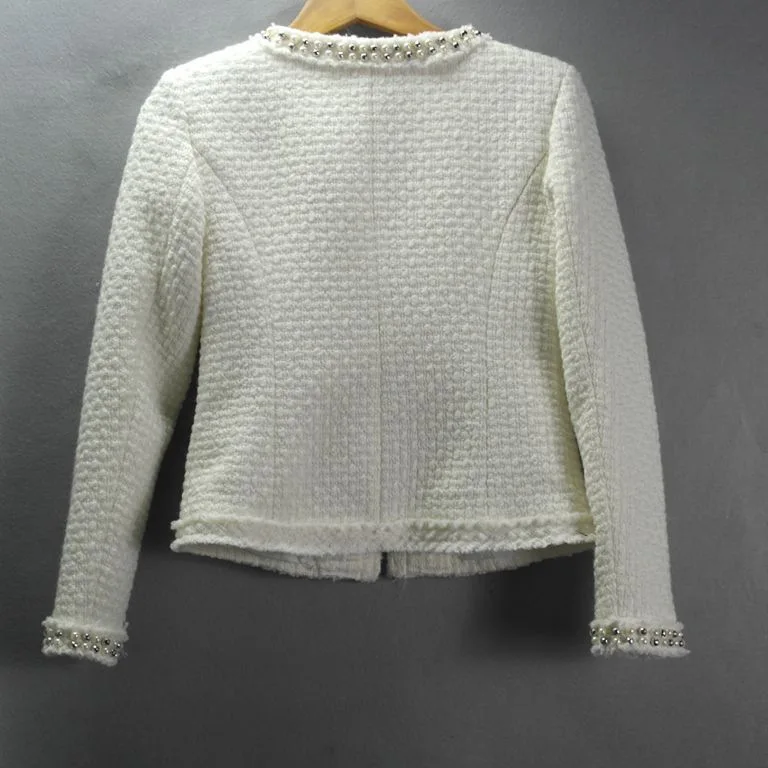 Women's nail bead coarse tweed short jacket 2025 autumn and winter small fragrance style top