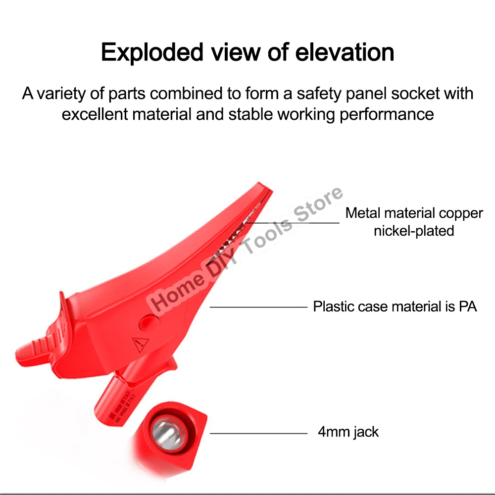 Insulated Battery Test Clip 36mm HV Alligator Clip For Banana Plug 4mm Multimeter Pen Cable Probes Crocodile Clip