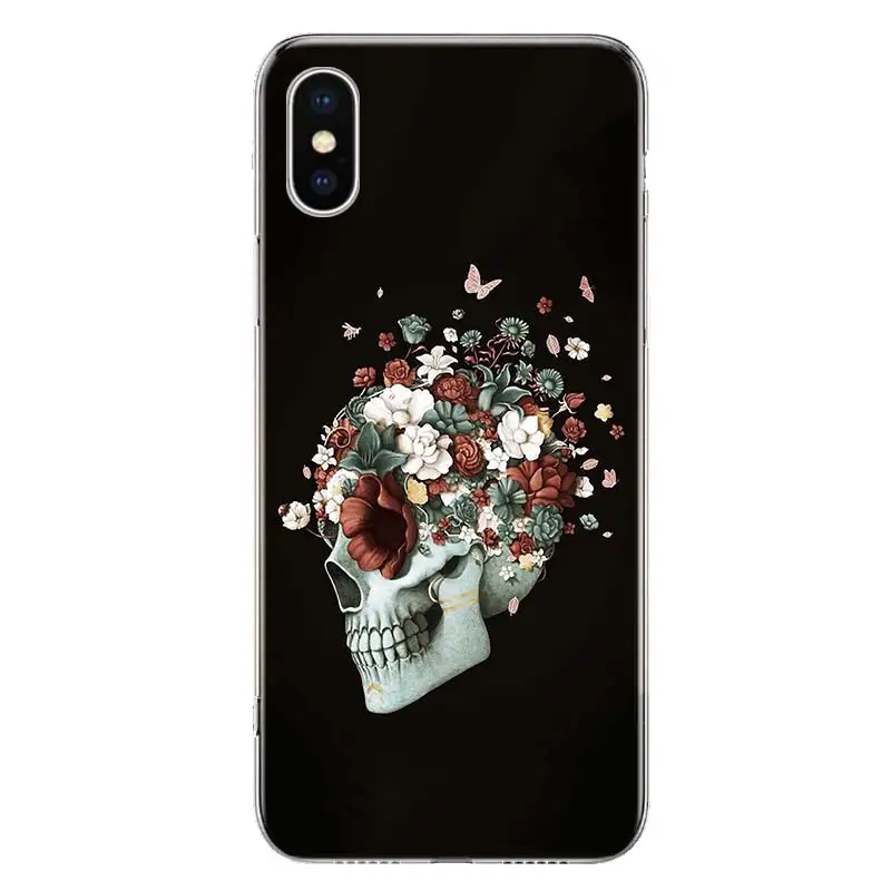 Floral Sugar Skull Phone Case For Apple iphone 16 15 14 13 12 11 Pro Max SE X XS XR 7 + 8 Plus Print Soft Cover Fundas 15 + 14 1