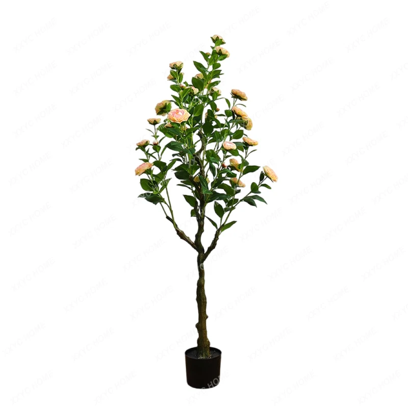 

Artificial Rose Tree Decorative Green Plant Landscape Decoration Camellia Potted Plant