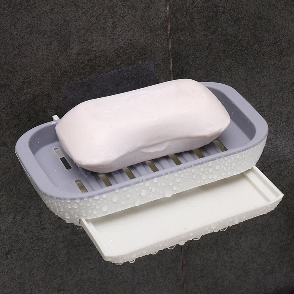 

2 pcs Punch Free Soap Dish ABS Material Three Layer Drainage Bath Accessories Storage Cases for Basin Household