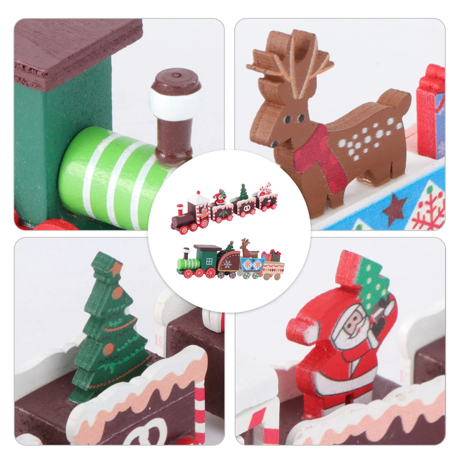 

2pcs Mini Train Decorative Wooden Christmas Train For Desktop Shelf Holiday Display Christmas Wooden Decor Gift