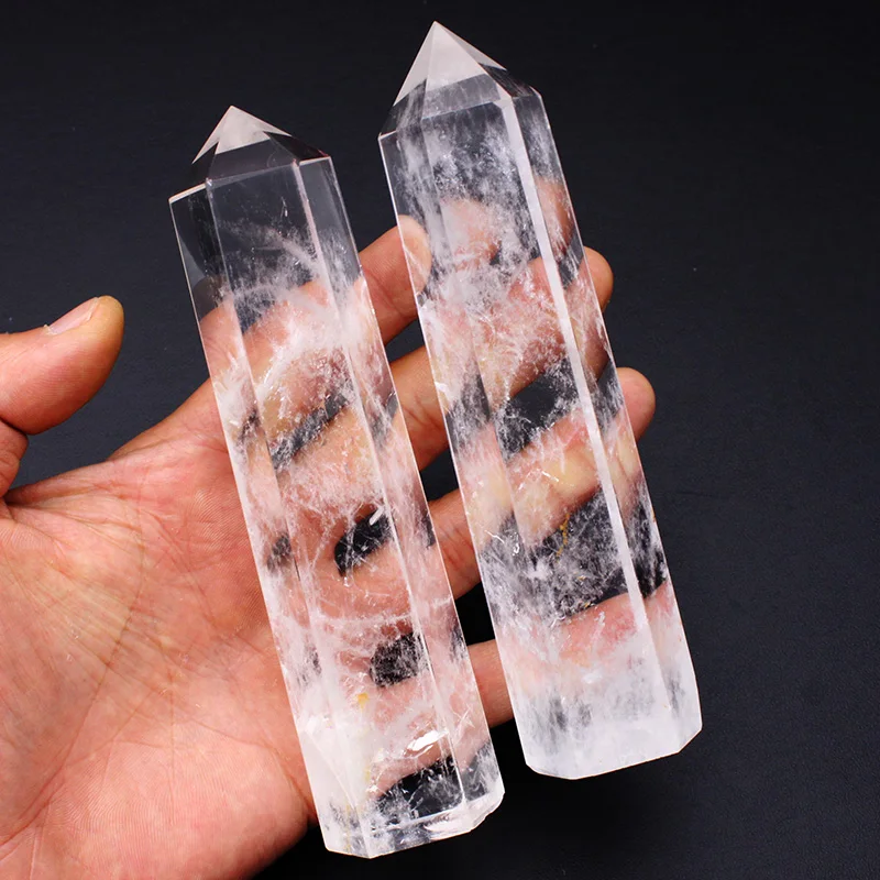 8-15cm Clear Smelted Quartz Obelisk Polished Crystals Wand Healing Stone for Reiki Meditation Home Decor