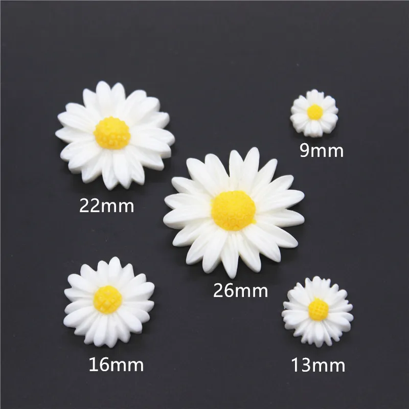 9-26mm white daisy flower resin flatback cabochon DIY jewelry phone decoration