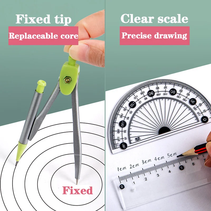 7 Pcs/set Compass Ruler Set Multi-function Mathematical Rulers Professional Drawing Tools School Supplies Students Stationery