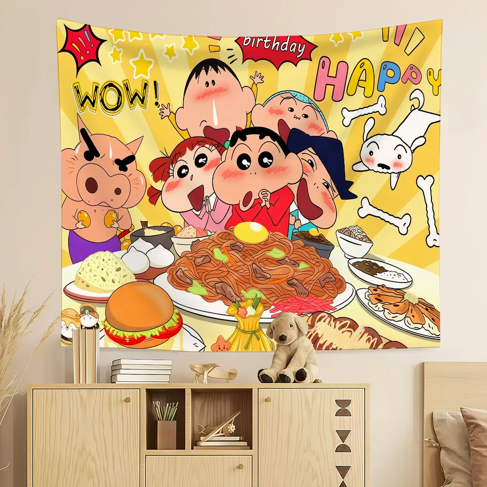 C-Crayon Shin-chan Brithday flag Custom Camping Garden Decor Party Backdrops Wall Art Family Gifts